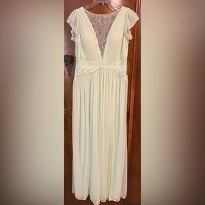 Adrianna Papell Illusion-Lace Open-Back Gown